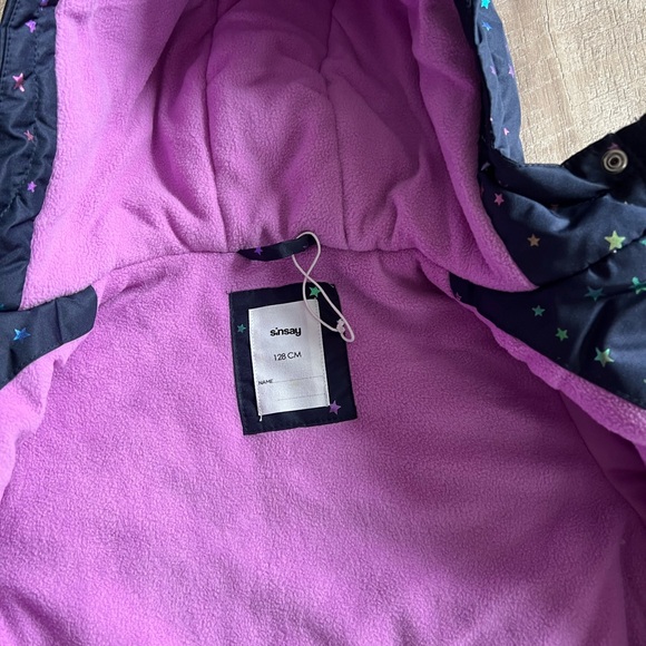 Girls Winter coat navy multicolored stars like new 6-7 years old - Picture 4 of 8